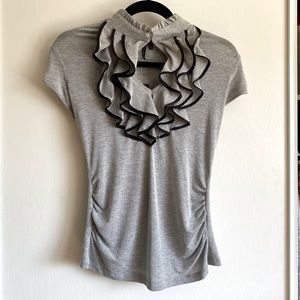 Heart Soul Grey blouse with ruffles